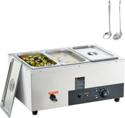 Buffetverwarmer - Chafing dish 3 x 8,8 liter - warmhoudschalen - Elektrisch voedselverwarmer - RVS - 1500W - Buffetbakken - Incl. Deksels & Aftapkraan - Horeca
