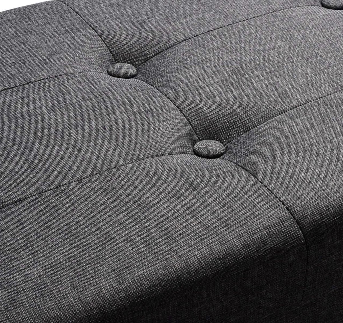 Luxe Opbergbank Fida - Met opbergruimte - Zitbank Poef - Voetenbank - Opbergbox hocker - Zitkist met deskel - Grijs - Stof - 110x37.5x38cm