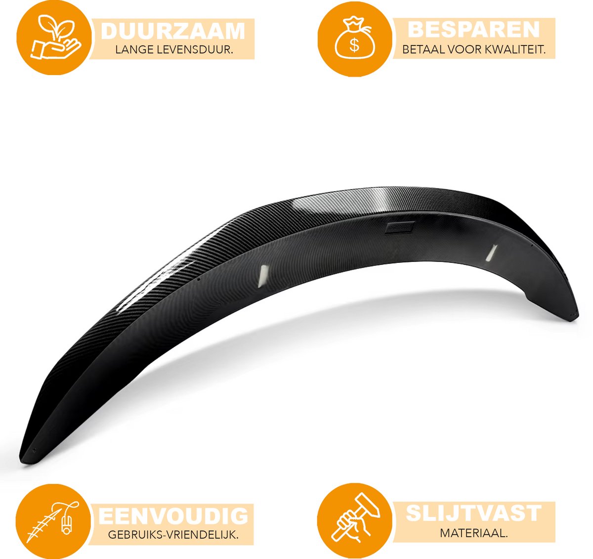 Achterbumper Spoiler Vleugel - Voor Tesla Model 3 (2017-2022)- V-Stijl Sport - Koolstofvezel Look