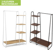 Luxiqo Kledingrek Met Schoenenrek | Inclusief 4 Opbergplanken | 102 x 40 x 150 CM | Wit metaal