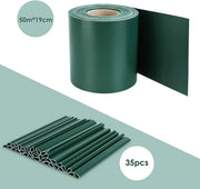 Happyment Privacy strip - Net schutting - Zichtbreeknet deluxe - Zichtdoek - Windbreekgaas - 50m x 19cm - Groen