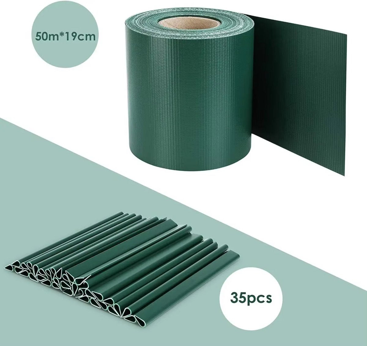 Happyment Privacy strip - Net schutting - Zichtbreeknet deluxe - Zichtdoek - Windbreekgaas - 50m x 19cm - Groen