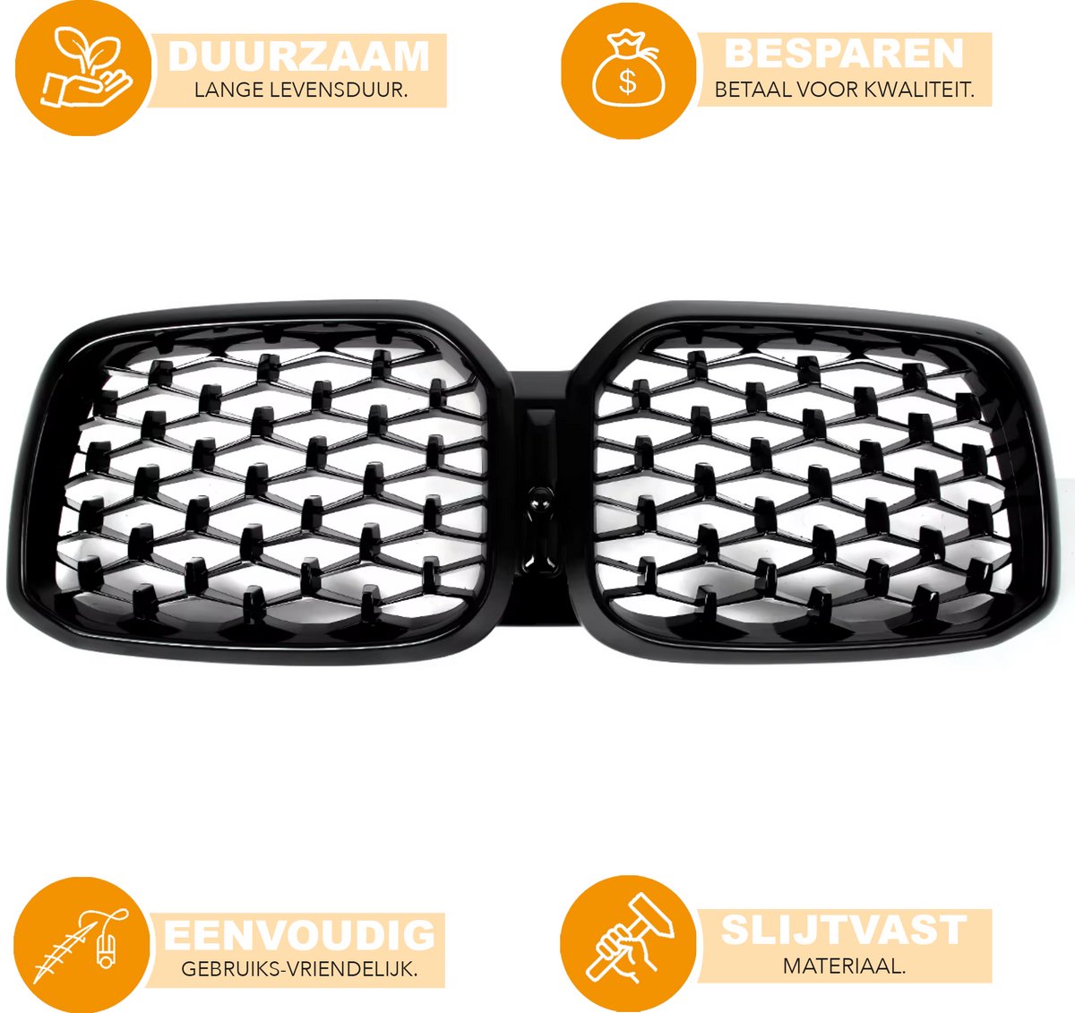 Voorbumper - Voor BMW X3/X4 G01/G02 2022-2023 - Auto accessoires - Niergrille - Diamant stijl - Gloss Zwart