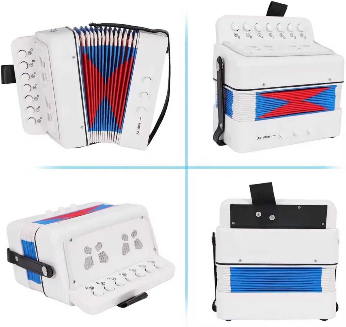 Kinderaccordeon - Speelgoedinstrument - Muziekinstrument voor kinderen - 2-Bass - 7 Noten - Rood