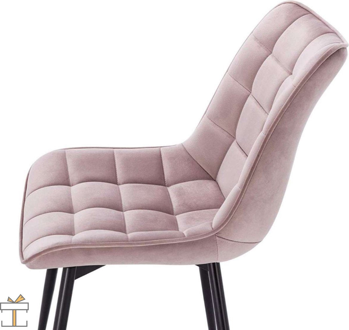 Happyment Luxe Eetkamerstoelen - Velvet Roze - Woonkamerstoelen - Keukenstoelen - Kuipstoel - Set van 2, 4 of 6