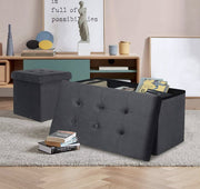 Moderne Opbergbank Hubertus - Met opbergruimte - Zitbank Poef - Voetenbank - Opbergbox hocker - Zitkist met deskel - Grijs - Velvet - 76x38x38 cm