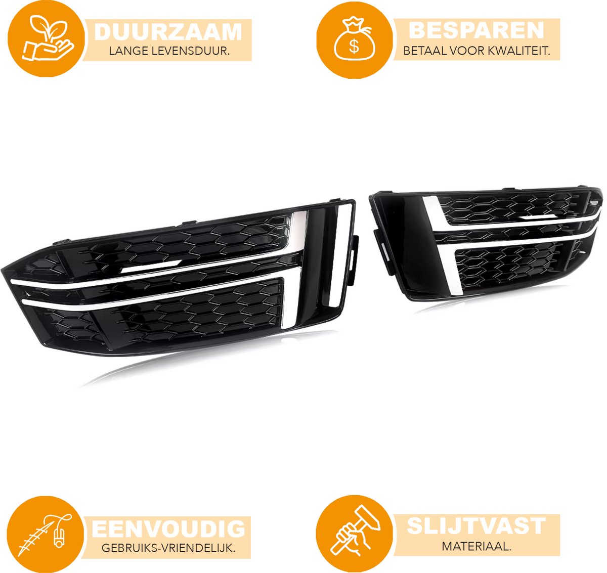 Grille - Voor Audi A4 B9 S-Line 2016-2018 - Auto accessoires - Mistlichtgrille - Zonder lampgat