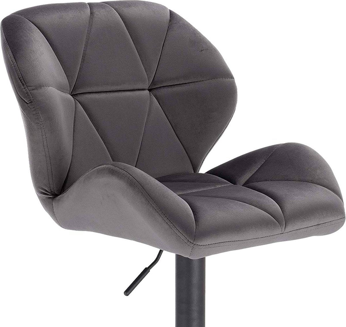 Barkruk Comfy Grijs - Met rugleuning - Stevig- Velvet - Set van 1 - Keuken - Barstoelen ergonomisch - Verstelbaar in hoogte - Zithoogte 60-82cm