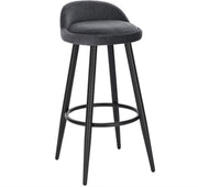 Bolt Edge Velvet Barkruk - Ergonomische Barstoelen - Set van 1 - Donkergrijs - Kleine rugleuning - Keuken & Bar - Zithoogte 69cm