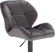 Barkruk - Grijs - Velvet - Ergonomisch met rugleuning - Verstelbare zithoogte 60-82cm - Set van 1
