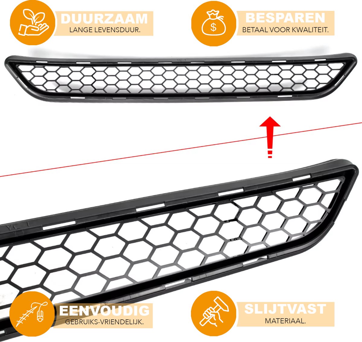 Lagere Honingraat Grille - Gloss Zwart - Voor Ford Fiesta (2013-2017) - Voorbumper - Auto Accessoires