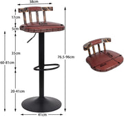 Barkrukken Retro Grandiose - Set van 2 - Met rugleuning - Zwart - Verstelbaar - Voor Keuken, Bar of woonkamer - Draaibaar - PU leer