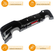 Achterbumper - Voor BMW 1-Serie F20/F21 M Sport 2011-2015 - Auto accessoires - Diffuser - Quad uitlaat - Met verlichting - Gloss Zwart