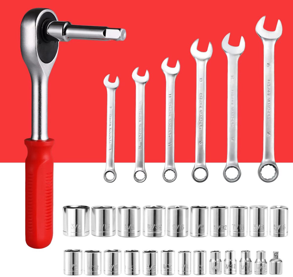 Gereedschapset - 198-delige - Gereedschapskoffer gevuld - Gereedschapstas - Gereedschapskist - Voor Thuis en autoreparatie - Handgereedschapset met rateldop en schroevendraaierset - Rood