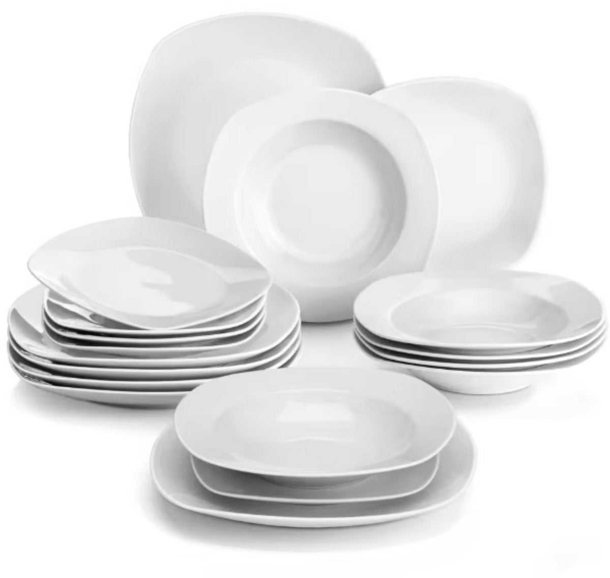 Sovereign Serviesset – 6 persoons – 18 delig – Wit Keramisch – Serviesset – Breakfast Plates