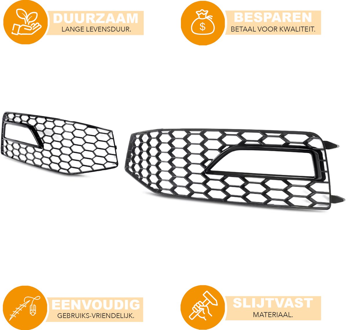 Voorbumper - Voor Audi A4 B8.5 S-Line/S4/RS4 2013-2015 - Auto accessoires - Mistlichtgrille - Honingraat stijl - Gloss Zwart
