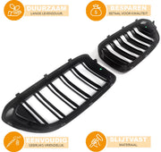 Voorbumper - Voor BMW F44 220i Gran Coupe 2020-2022 - Auto accessoires - Dubbele latten niergrille - Gloss Zwart