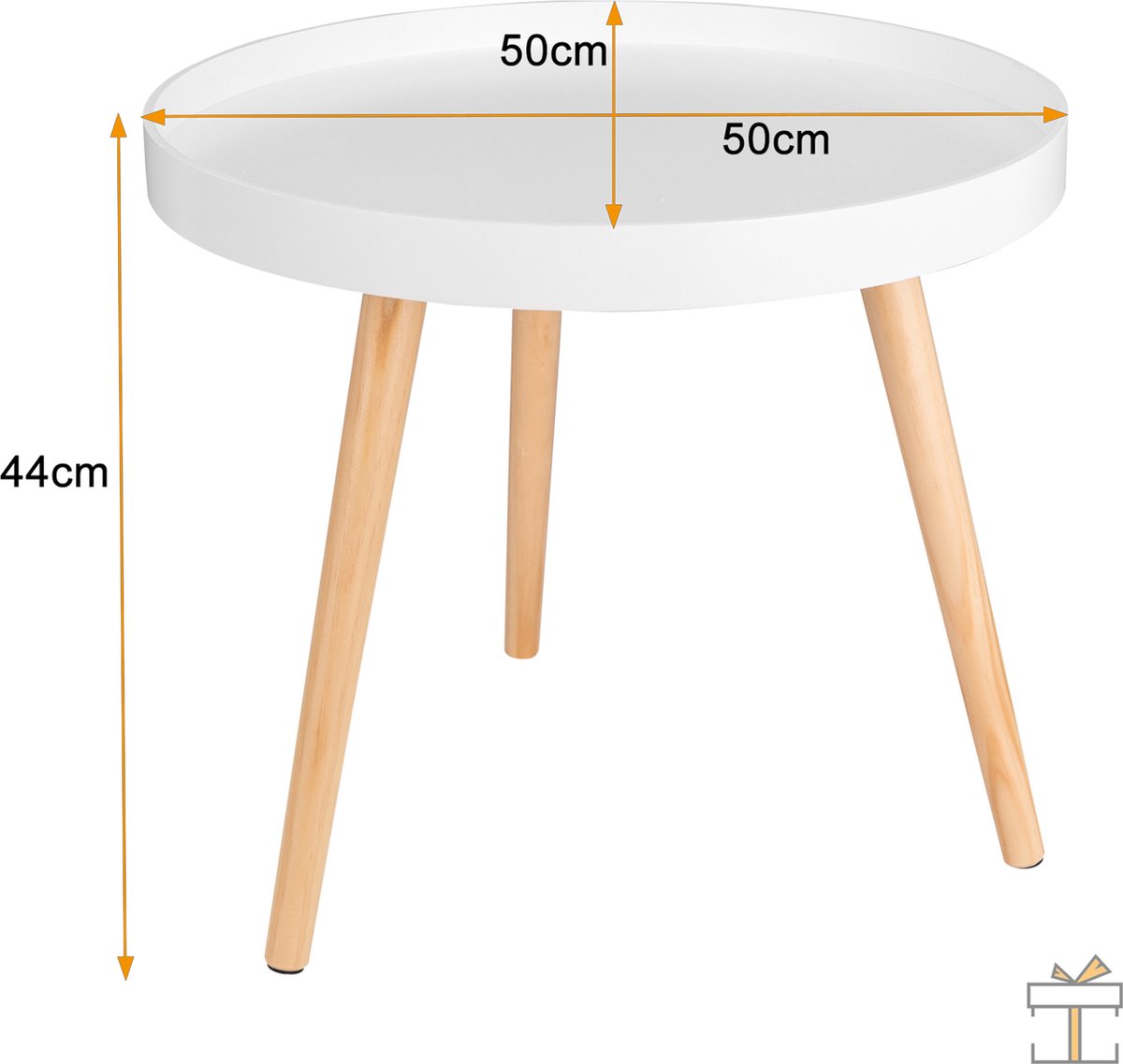 Happyment Bijzettafel modern - Rond - Salontafel - Koffietafel - 50x44cm