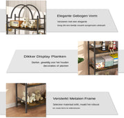 Boekenkast 5-Laags - Industrieel Wandrek met Gebogen Laddermodel - Zwart Metalen Frame & MDF Planken - Voor Woonkamer, Keuken of Kantoor