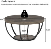 Salontafel Mira - Rond - Modern - Voor woonkamer - Bijzettafel - 95cm - Bruin