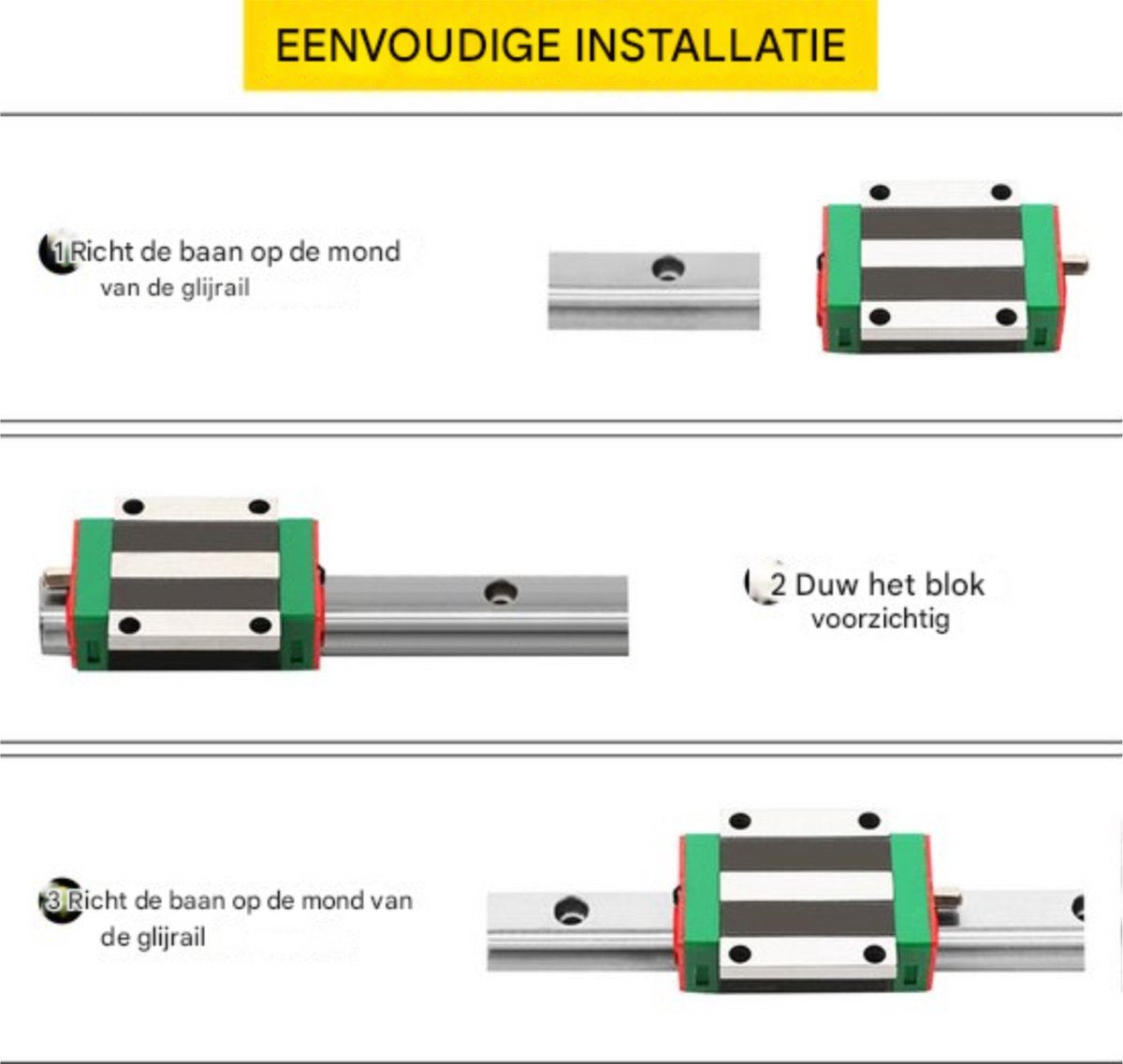 Lineaire Rails PRO - Lineaire railgeleider - 15-1500 mm - Inclusief 4 Precisie Lagerblokken