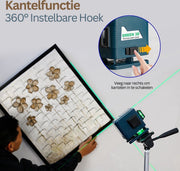 Happyment Zelfnivellerende Kruislijnlaser PRO - Laserwaterpas - Lijnlaser - Bouwlaser - Uitgebreide Set - Met statief - Opbergkoffer