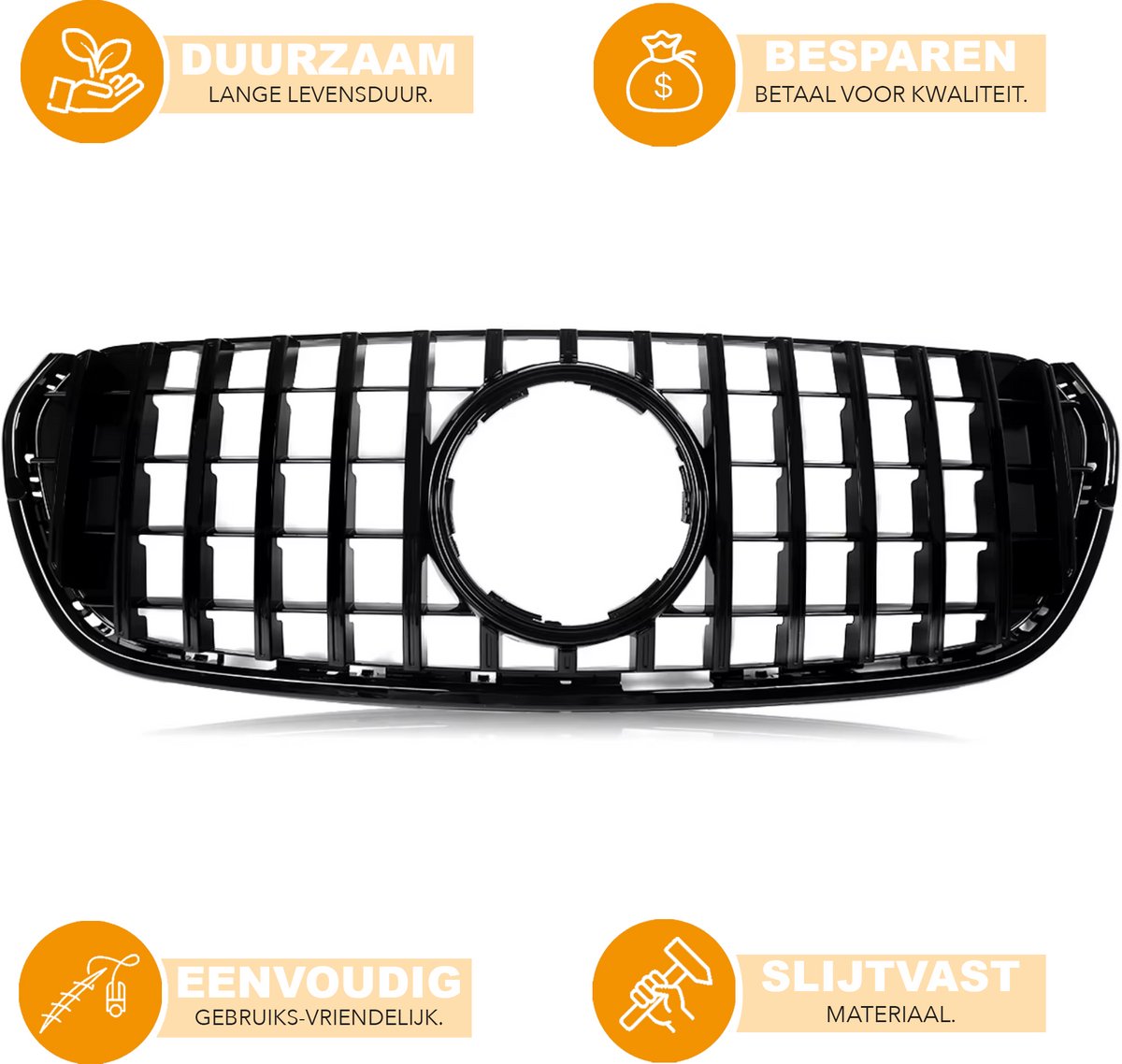 Voorbumper - Voor Mercedes X-Klasse X470 2018-2022 - Auto accessoires - GT Grille - Bumpergrille - Gloss Zwart