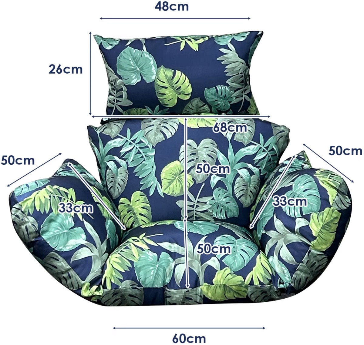Zitkussen voor egg hangstoel - Waterdicht - Groen - Voor Egg chair - Tuinschommel & Terras - Afneembaar en Wasbaar
