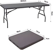 Tuin klaptafel- Kampeertafel - Campingtafel - Rotan look camping catering tafel met handvat, buiten opvouwbare schraagtafel voor picknick - 1,8M