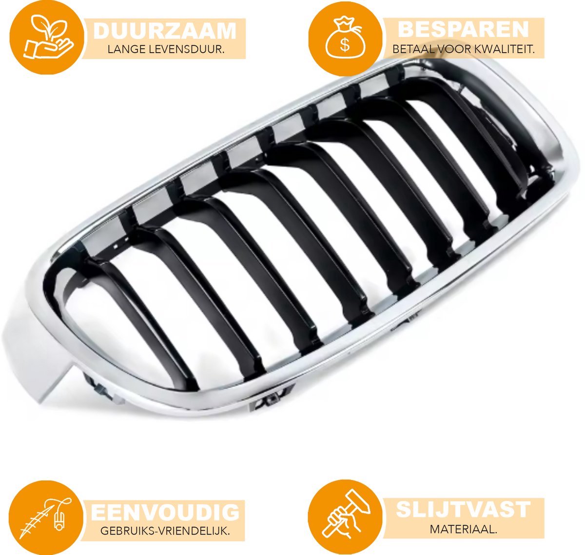 Niergrille Vanta - Rechter voor Nier grille - Voor BMW 3 Serie F30/F31/F35 (2012-2018) - Chroom & Zwart - Auto accessoires