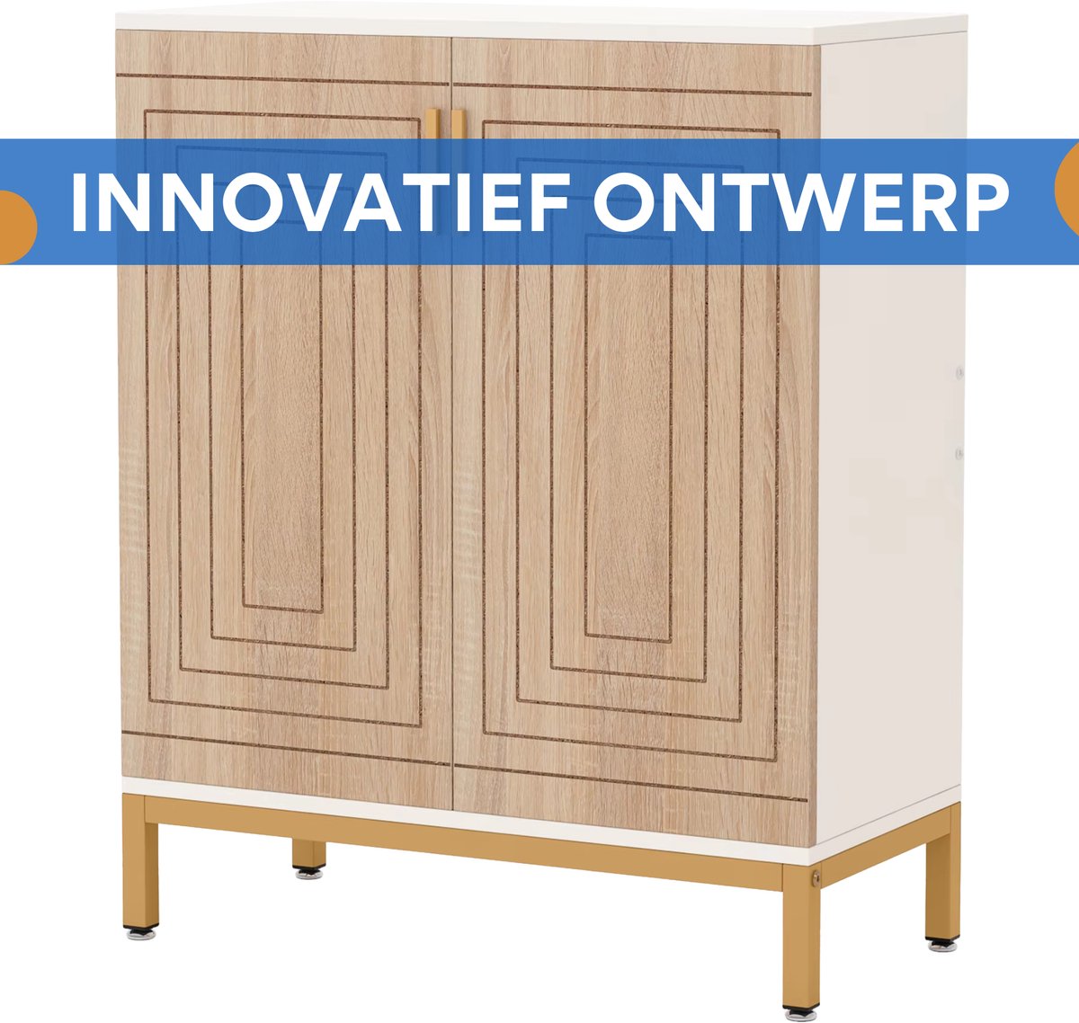 Schoenenkast deluxe - Met deuren - Khaki - 20 paar - Schoenenrek - 80m - 6 laags - Opbergkast