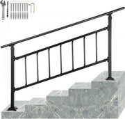 Trapleuning 172cm - Balustrade voor 1-4 tredens - Houders - Leuningen voor Trappen - Staal - Met trapleuninghouders