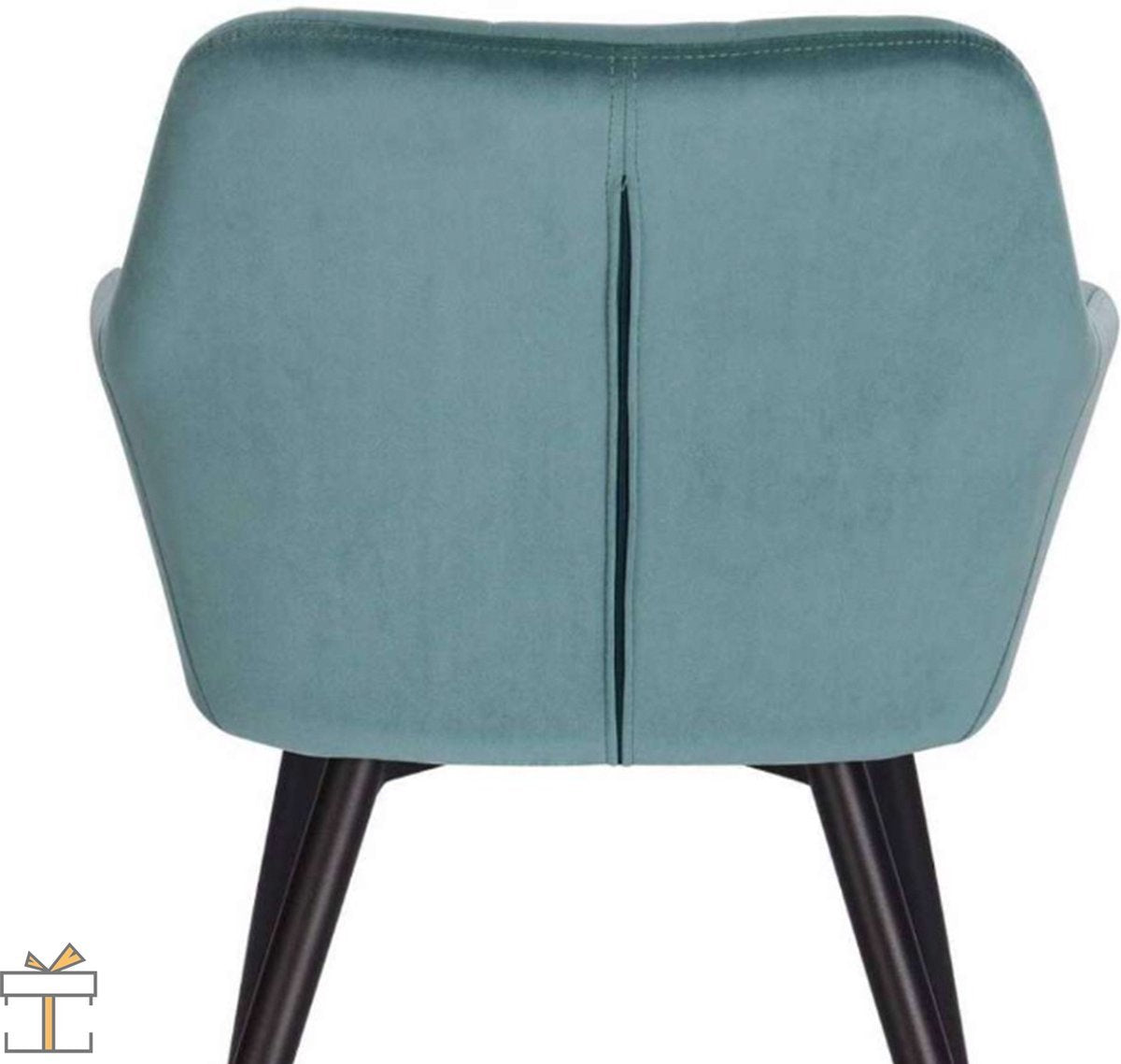 Luxe Eetkamerstoel - Velvet Turquoise - Kuipstoel met armleuning - Keuken- en Woonkamerstoel - Set van 1