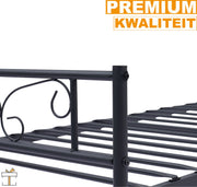 Happyment Metalen bedframe - 1 persoons - 90 x 190cm - Incl. lattenbodem - Zwart