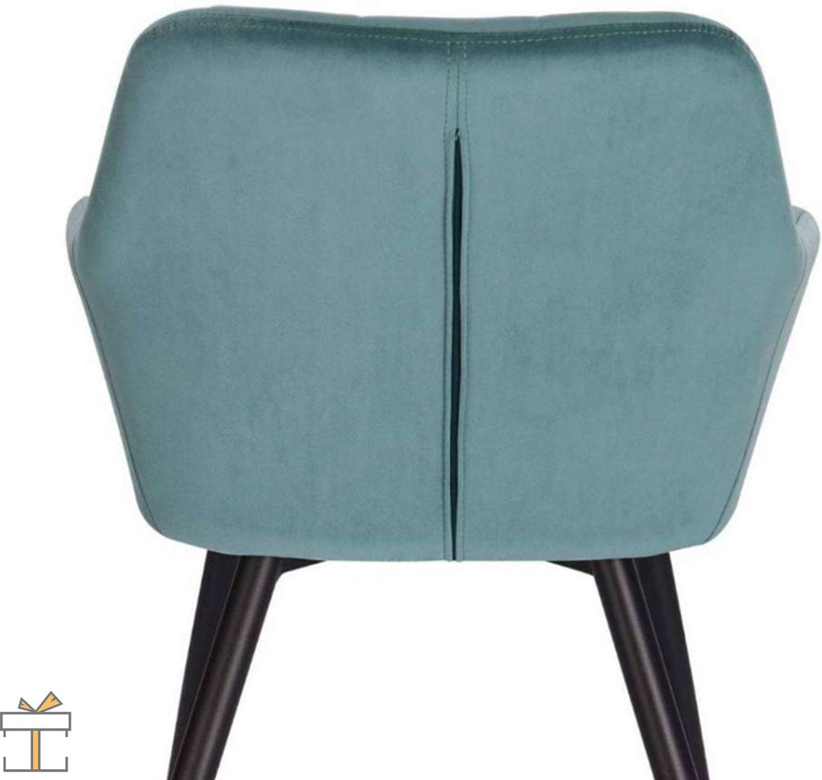 Happyment Luxe Eetkamerstoelen - Velvet Turqoise - Fauteuils met armleuning - Woonkamerstoelen - Keukenstoelen - Kuipstoel - Set van 1