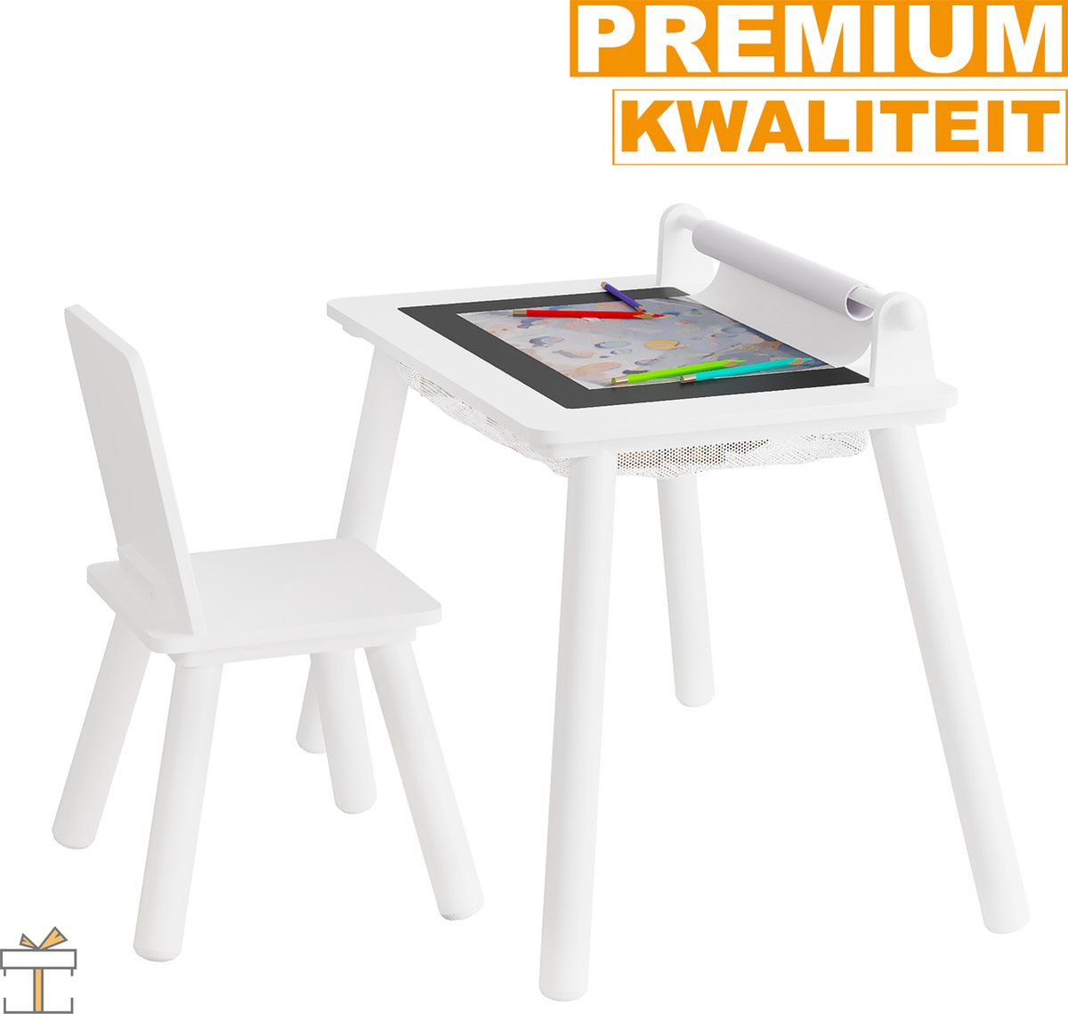 Happyment Kindertafel Deluxe - Tekentafel - Speeltafel - Kindermeubel - Kinderbureau - Wit