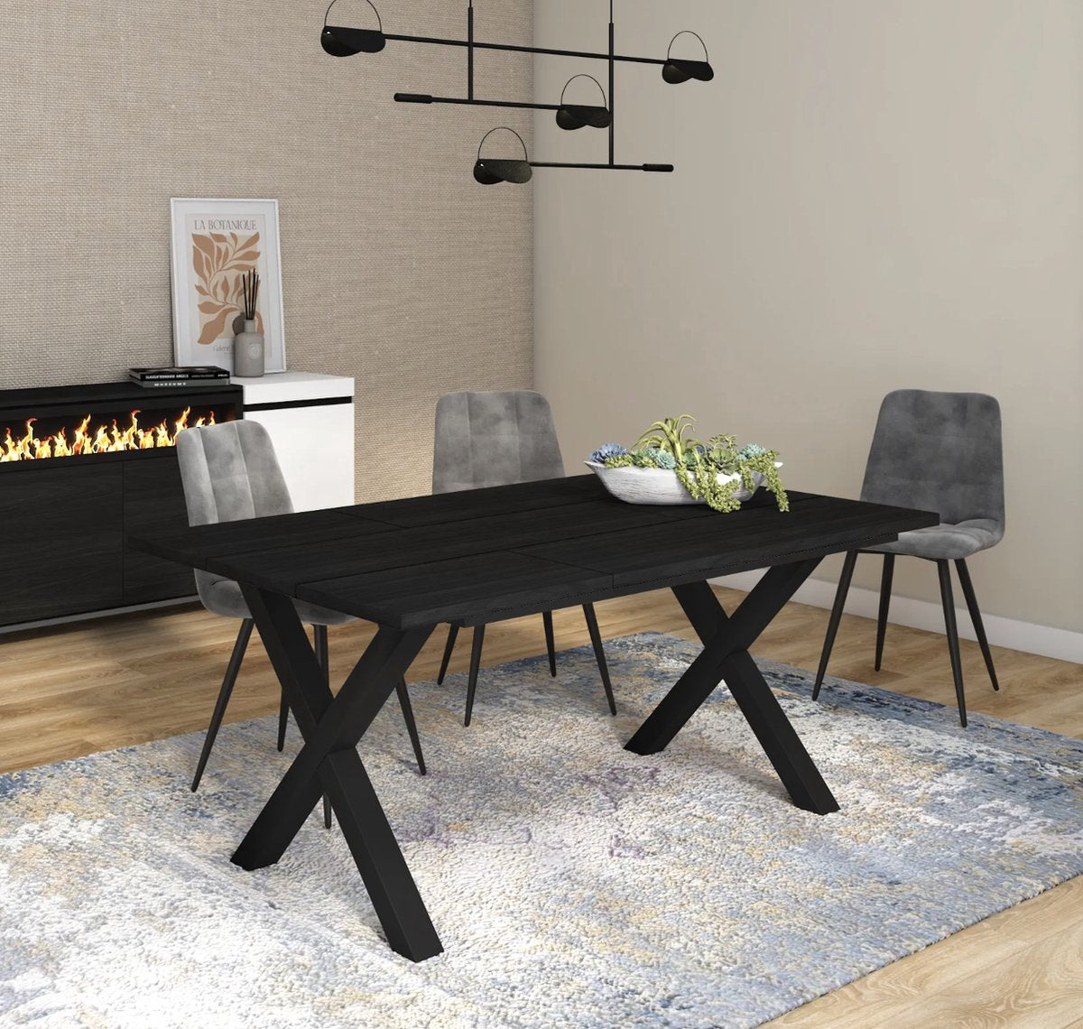 Bolt Edge Eettafel - X Poot - Massief Hout - 170x90x75cm - 4-6 Personen - Premium