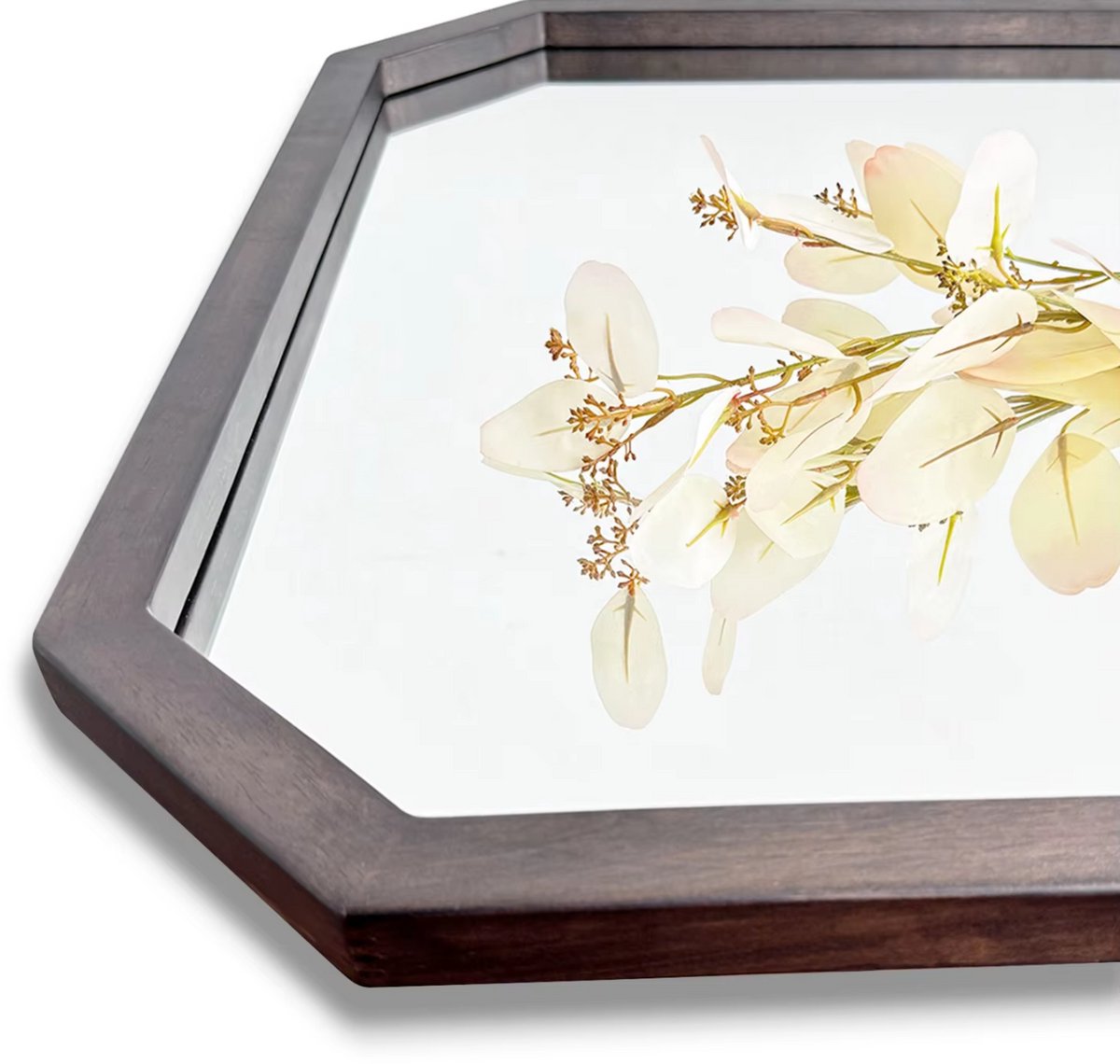 Wandspiegel Luxeus - Organisch - 50x70cm - Voor Woonkamer, Slaapkamer & Badkamer - Decoratieve - Walnoothouten Frame