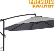 Happyment Zweefparasol deluxe - Langwerpig - Zonder voet - Grijs - Terras of tuin - 300cm