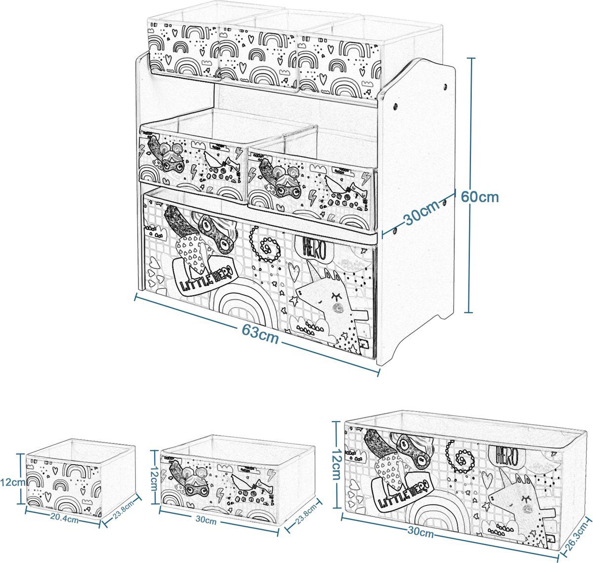 Bolt Edge Speelgoedkast - Roze - Kinderkamer - Boekenkast - Opbergkast MDF