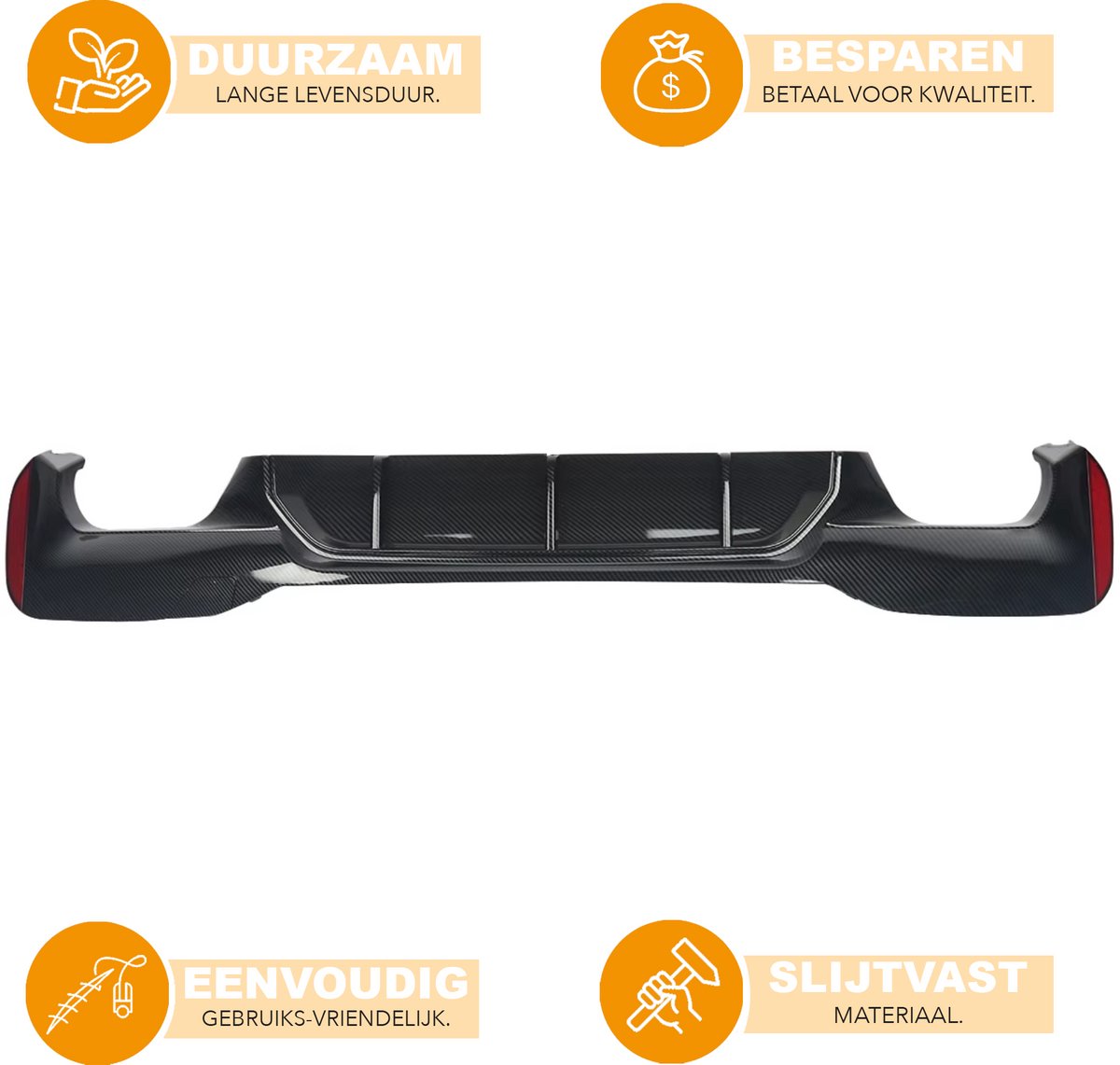 Achterbumper - Voor BMW 5-Serie G30 M Sport 2017-2019 - Auto accessoires - Diffuser - Carbon Look - M5 stijl