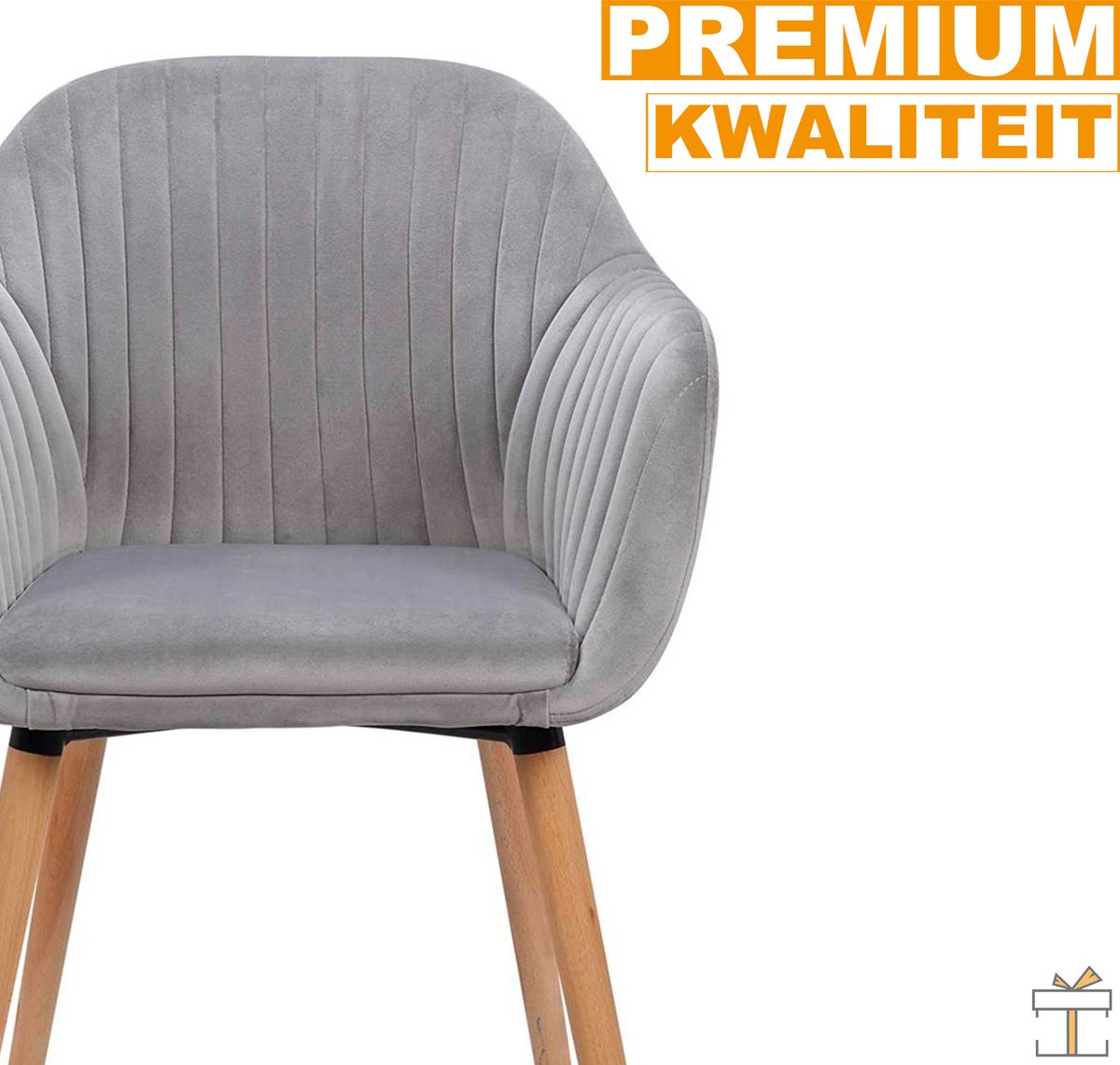 Happyment Eetkamerstoelen Lichtgrijs Deluxe - Set van 4 - Woonkamerstoelen met rugleuning - Keukenstoelen - Fauteuil - Kuipstoel - Fluweel