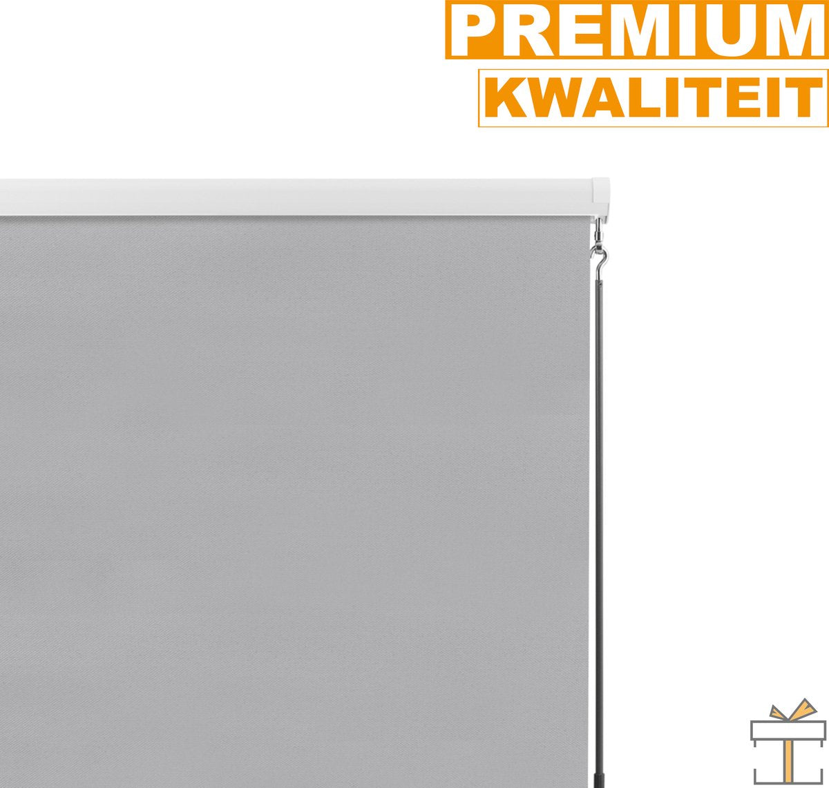 Happyment Rolgordijn met crank - Grijs - 140x240cm - Rolgordijnen verduisterend - Luxaflex - Waterafstotend - Isolerend - Zonder of met boren - Voor balkon