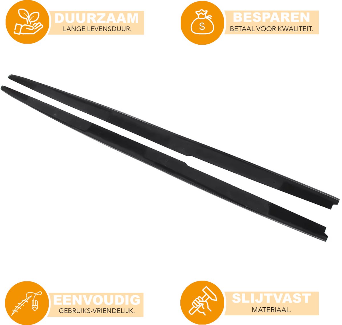 Zijrokken Panelen Verlenglip - Gloss Zwart - Voor BMW 5 Serie E60/E61 (2004-2010) - Auto Accessoires