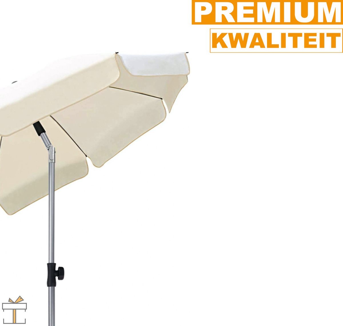 Parasol - Beige - Kantelbaar - Rond - 200cm - Voor terras of strand