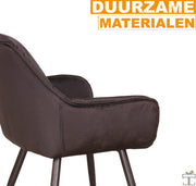 Happyment Eetkamerstoelen Fluweel - Zwart - Woonkamerstoelen - Fauteuil - Keukenstoelen - Kuipstoel - Set van 2