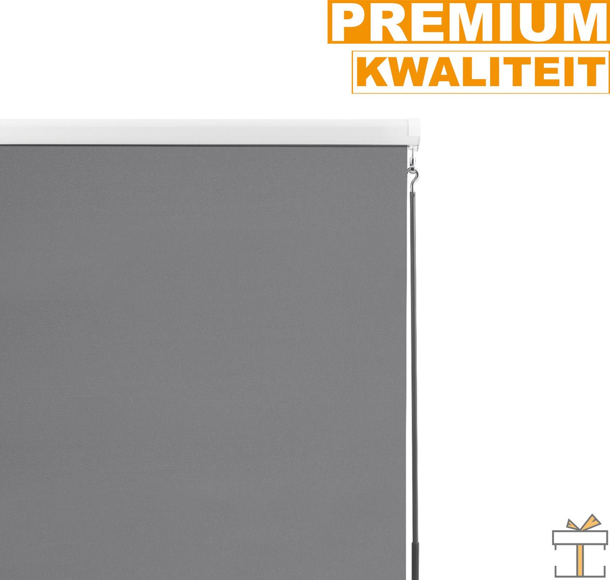 Happyment Rolgordijn met crank - Donkergrijs - 100x240cm - Rolgordijnen verduisterend - Luxaflex - Waterafstotend - Isolerend - Zonder of met boren - Voor balkon