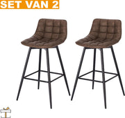 Leren Barkrukken - Bruin - Rugleuning - Ergonomisch - Set van 2 - Keuken