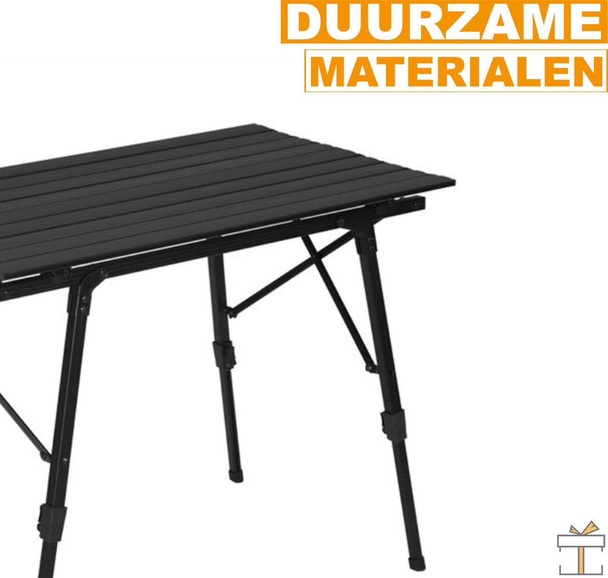 Happyment Camping klaptafel zwart - Inklapbaar - 4 personen - Picknicktafel - Kinderen & volwassenen - Verstelbaar in hoogte - Black friday - Kerstcadeau