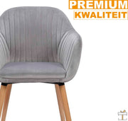 Eetkamerstoelen - Lichtgrijs - Deluxe - Set van 4 - Keukenstoelen - Fluweel